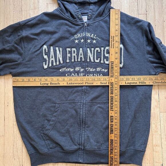 San FranciscoTourist Hoodie Sweatshirt  Mens Size L Gray Embroidered Full Zip - Picture 8 of 8